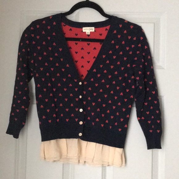 Maison Jules Sweaters - Maison Jules Ruffle Hearts Cardigan